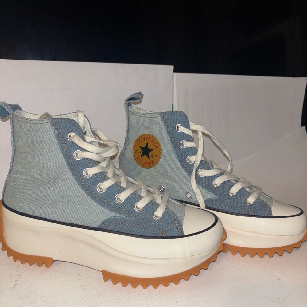 Converse all stars chuck Taylor lift denim Light Blue PlatformHigh-Tops size 5.5